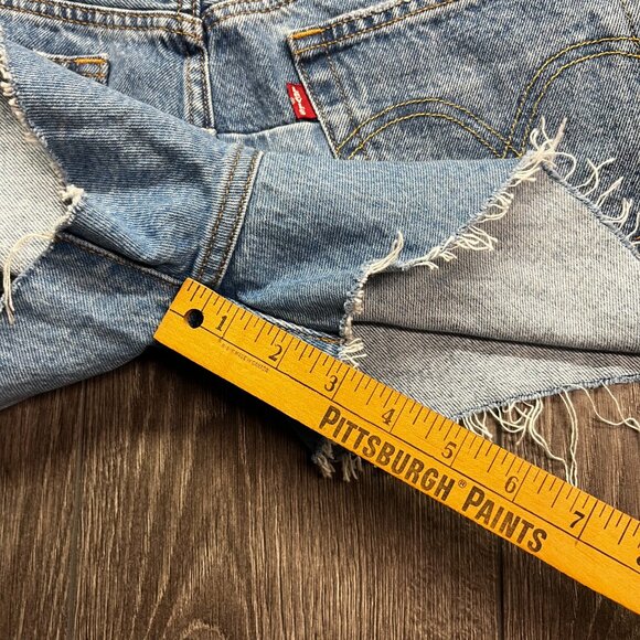 Levis 501 Denim Jean Shorts Cut and‎ Sew 32 " High Waisted - Picture 8 of 10